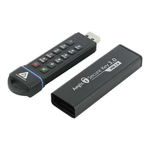 Apricorn Aegis Secure Key 30GB USB 3.0 Type A Flash Drive, Black (ASK3 ...