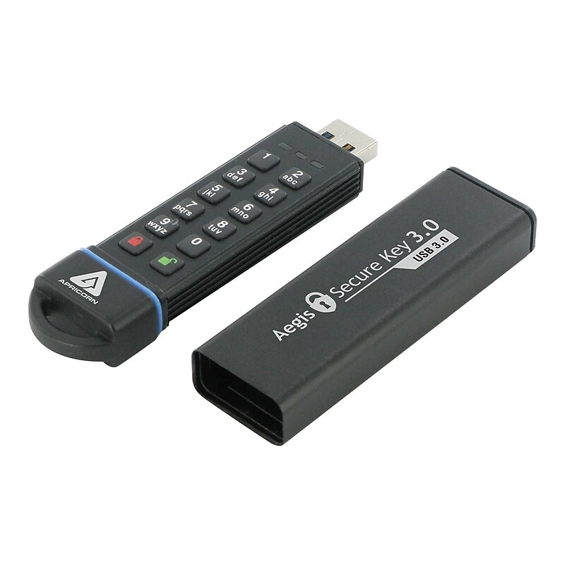 Apricorn Aegis Secure Key 30GB USB 3.0 Type A Flash Drive, Black (ASK3-30GB) image 1