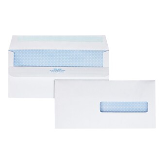 Quality Park Redi-Seal Security Tinted Window Envelope, 4 1/2" x 9 1/2", Woven White, 500/Box (21438)
