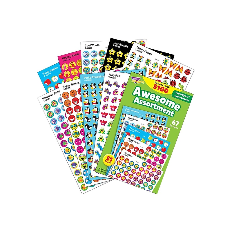 Trend superSpots & superShapes Awesome Assortment Stickers, Assorted, 5100/Pack (T-46826) image 1