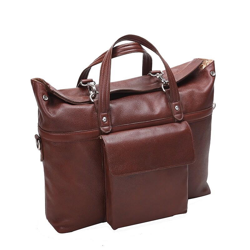 Mcklein Leather Roll Top Laptop Briefcase, Edgefield, Pebble Grain Calfskin Leather, Brown (88754) image 1