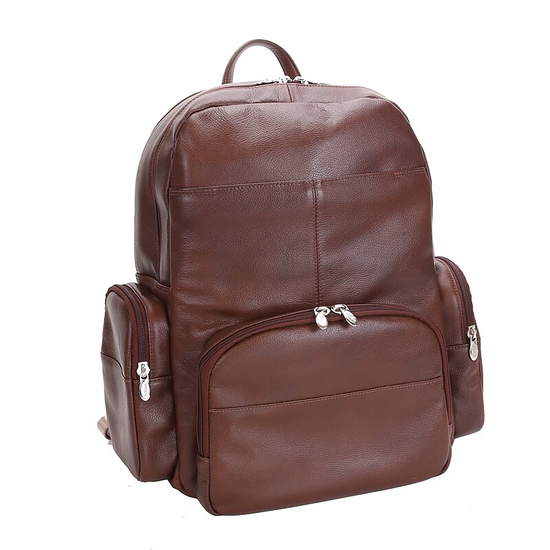 Mcklein Leather Dual Compartment Laptop Backpack, Cumberland, Pebble Grain Calfskin Leather, Brown (88364) image 1