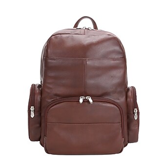 Mcklein Leather Dual Compartment Laptop Backpack, Cumberland, Pebble Grain Calfskin Leather, Brown (88364)