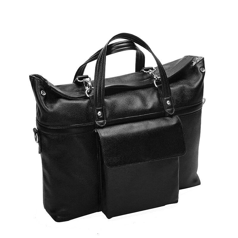 Mcklein Leather Roll Top Laptop Briefcase, Edgefield, Pebble Grain Calfskin Leather, Black (88755) image 1