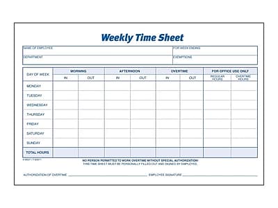 adams time sheets 100 pad 2 pads pack abf 9507abf staples