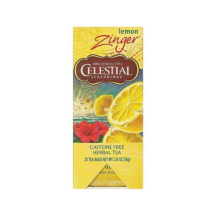 Celestial Seasonings Caffeine Free Zinger Lemon Black Tea Bags, 25