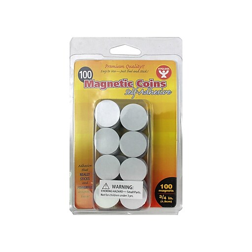 Black Hygloss 61403 Products Round Magnets Self Adhesive Magnetic Coins 3/4 