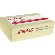 Staples Lined Sticky Notes, 4" x 6", 100 Sheets/Pad, 12 Pads/Pack (S-46YR12)