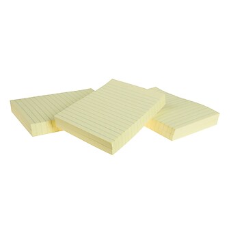Staples Recycled Sticky Notes, 4" x 6", Sunshine Collection, Lined, 100 Sheets/Pad, 12 Pads/Pack (S-46YR12)