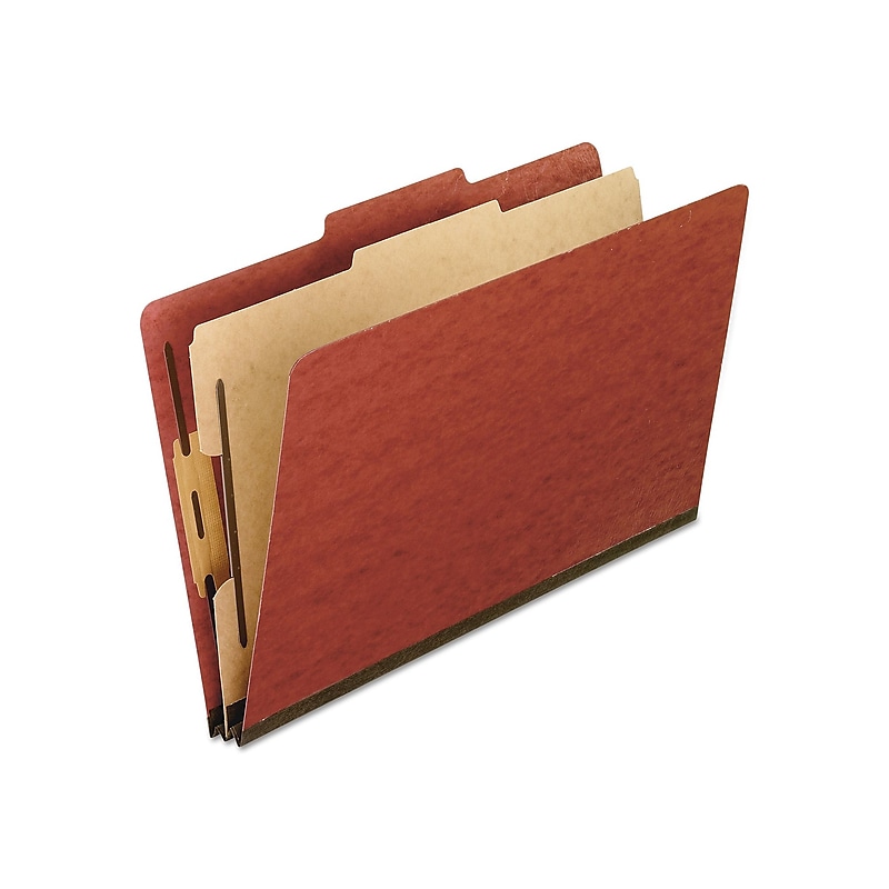 Pendaflex Pressboard Classification Folders, 1-Divider, 2" Expansion, Legal Size, Brick Red, 10/Box (2157R) image 1