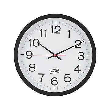 Staples Wall Clock, Plastic, 14" Dia. (18380)