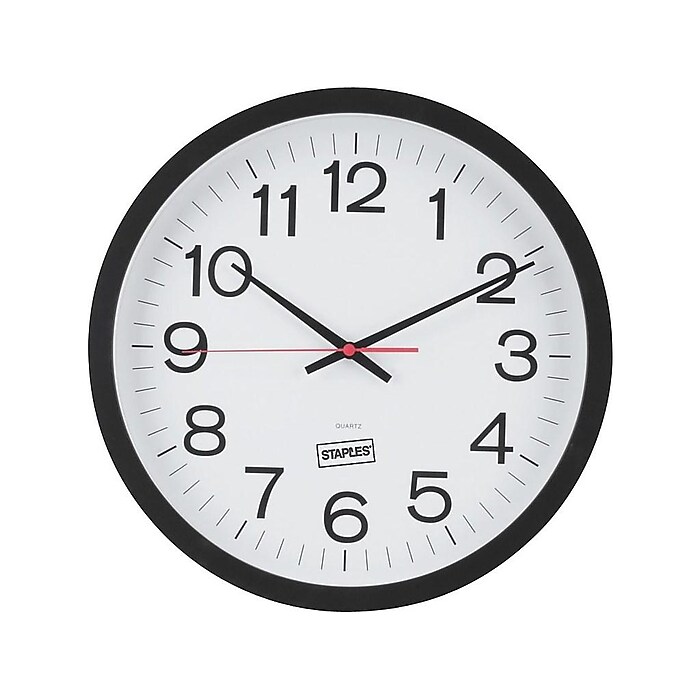 Staples Wall Clock, Plastic, 14