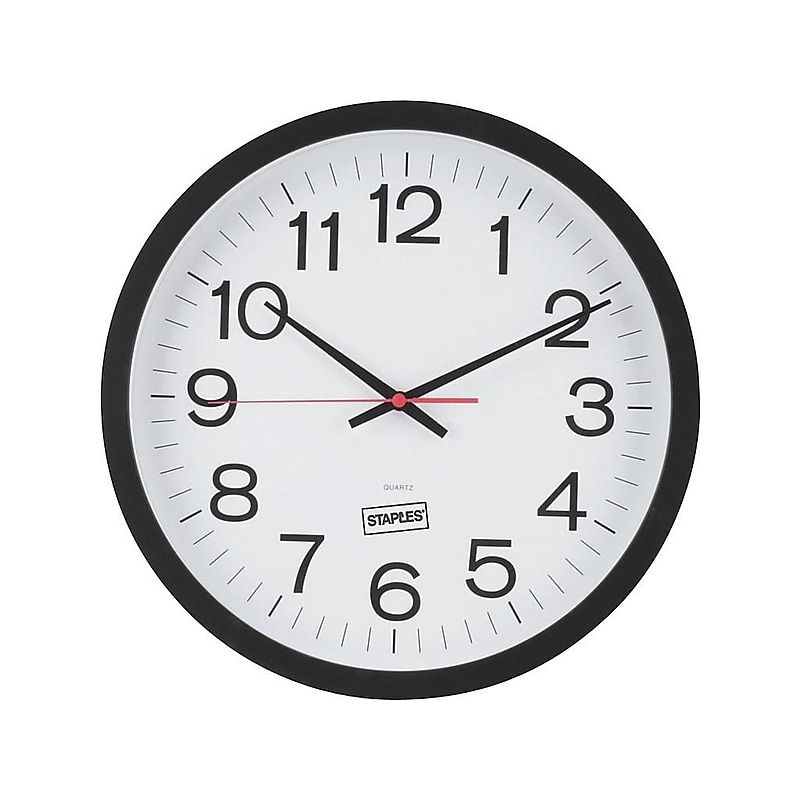 Staples Wall Clock, Plastic, 14" Diameter (18380) image 1
