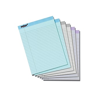 TOPS Prism Notepad, 8.5" x 11.75", Wide Ruled, Assorted, 50 Sheets/Pad, 6 Pads/Pack (TOP63116)