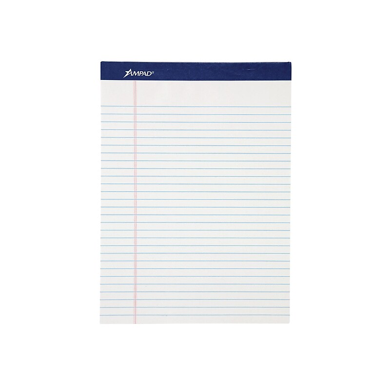 Ampad Evidence Notepad, 8.5" x 11.75", Wide Ruled, White, 50 Sheets/Pad, 12 Pads (20-170) image 1