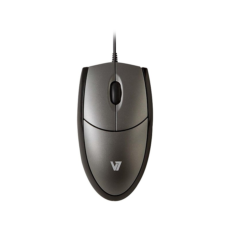 V7 Ambidextrous Optical USB Mouse, Black/Silver (MV3000010-5NC) image 1