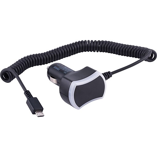 Staples® Rapid Car Charger with microUSB Connector, Black at Staples