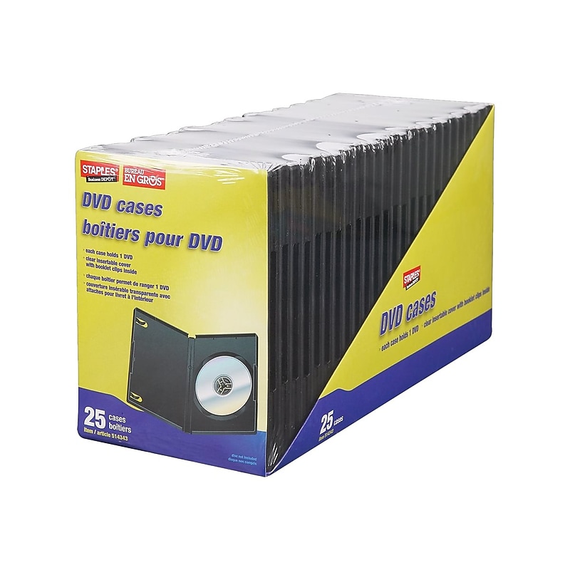 Staples Jewel Cases for DVD, Black Plastic (11467) image 1