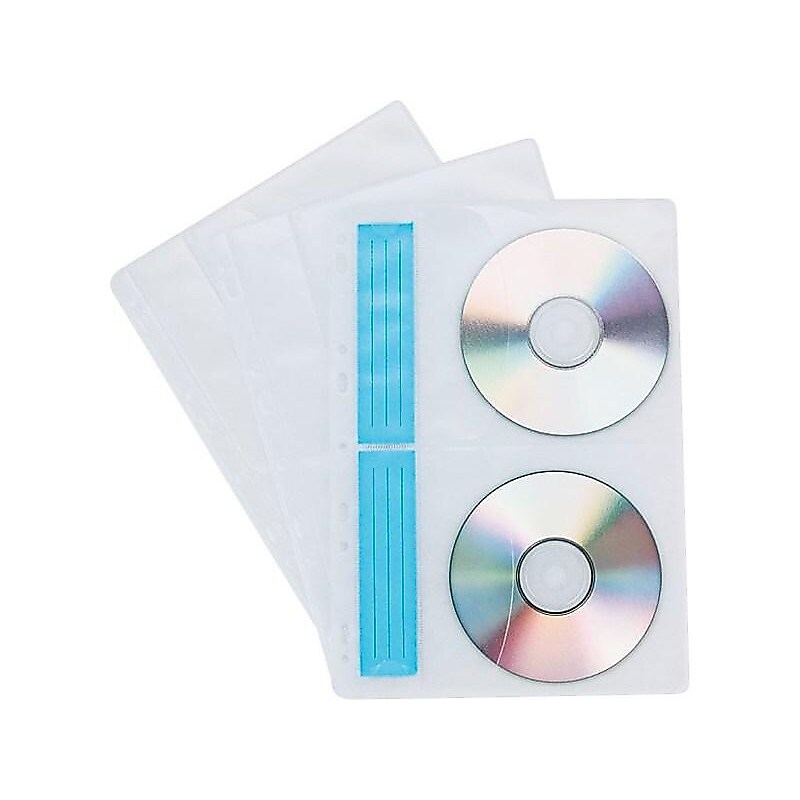 Staples Binder/Album Sheets for CD/DVD, White/Clear (18236) image 1