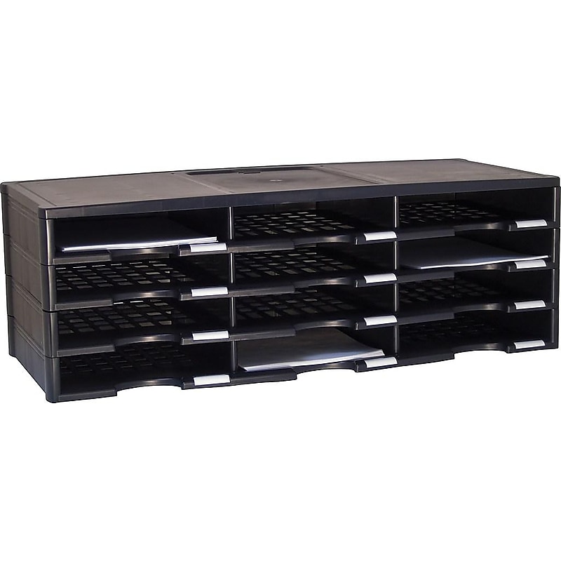 Storex 12-Compartment Literature Organizer, 31.4" x 10.5", Black (61602U01C) image 1
