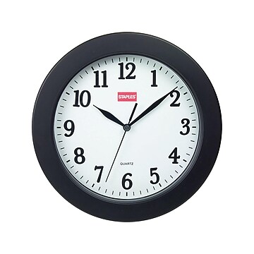 Staples Wall Clock, Plastic, 10" Dia. (32436)
