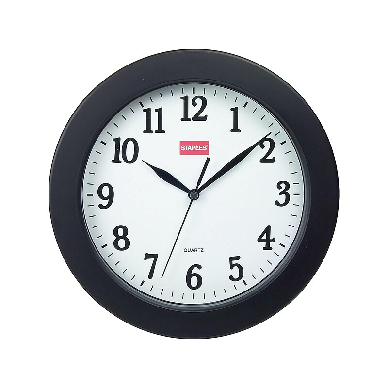 Staples Wall Clock, Plastic, 10" Diameter (32436) image 1
