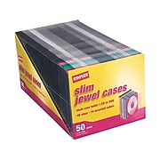 Staples Slim Line Jewel Cases for CD/DVD, Clear/Assorted Plastic (10378-CC)