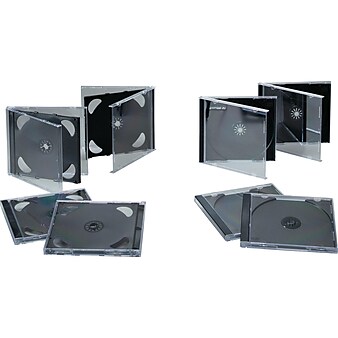 Staples Standard Jewel Cases for CD, Black Plastic (30026-CC)