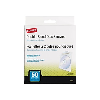 Staples Sleeves for CD/DVD, Clear (32831)