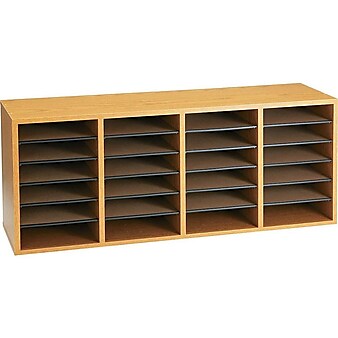 Safco 24-Compartment Literature Organizers, 39.25" x 16.25", Medium Oak (9423MO)