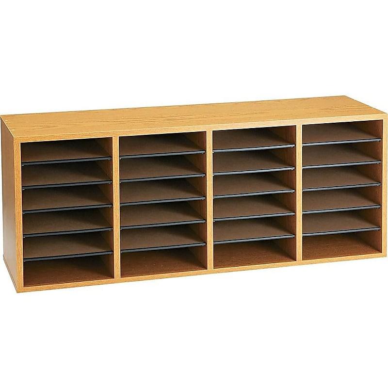 Safco 24-Compartment Literature Organizers, 39.25" x 16.25", Medium Oak (9423MO) image 1