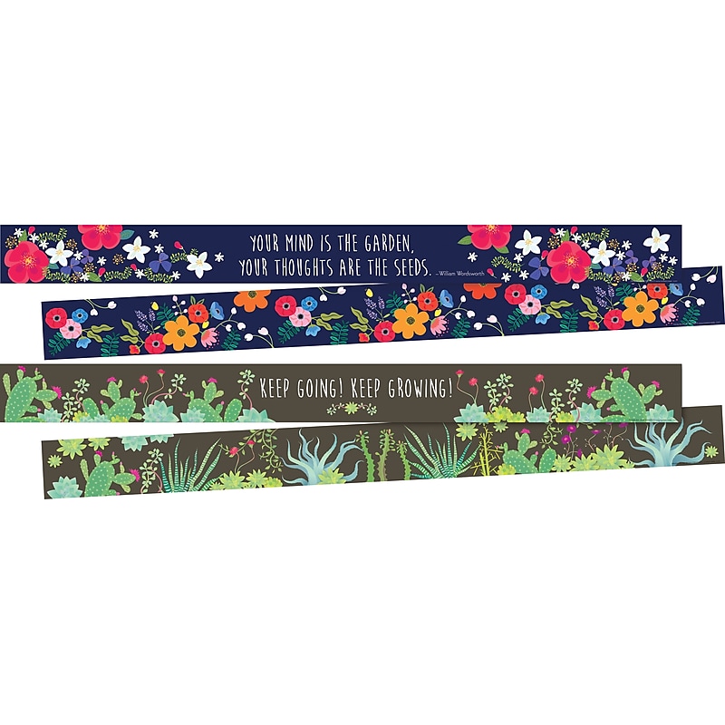 Barker Creek Double-Sided Border Set, 35" x 3", Petals & Prickles, 2 designs, 24/Set (BC3869) image 1
