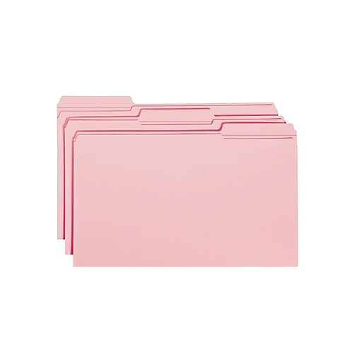 1/2 Cut Tab File Folder Pink 100 Pack Legal Size 