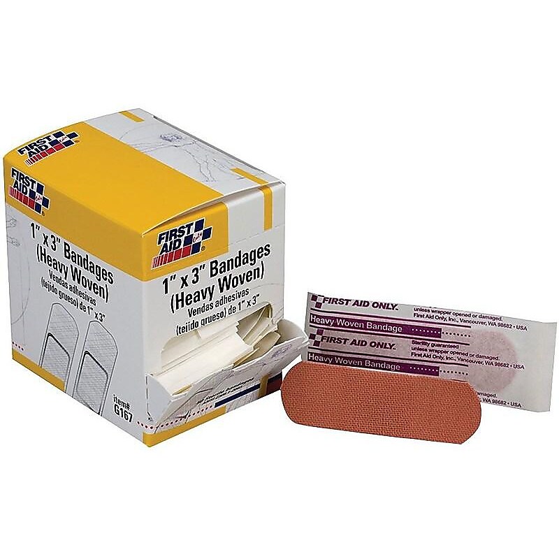 First Aid Only 1" x 3" Heavy Woven Fabric Bandages, 50/Box (G167) image 1