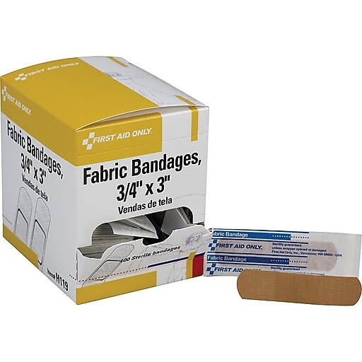 First Aid Only 0.75"W x 3"L Heavy Woven Bandages, 100/Box (H119) at Staples