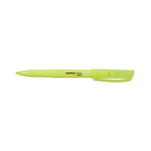 Staples Hype Stick Highlighters, Chisel, Yellow, 5/Pack (29346) Staples