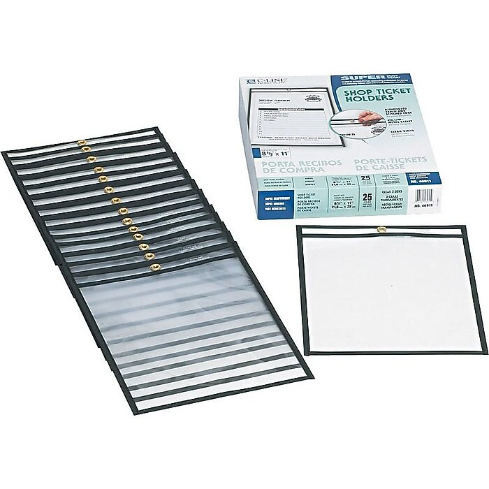 Job Ticket Holder Repair Order / Work Ticket Holders (Clear With Black Handle) (25 Per Package Job Ticket Holders - Foto 13