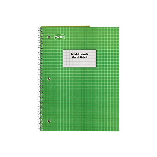 Shop Staples for Staples® Graph Ruled 4x4 Spiral Notebook, 8" x 101/2", Green