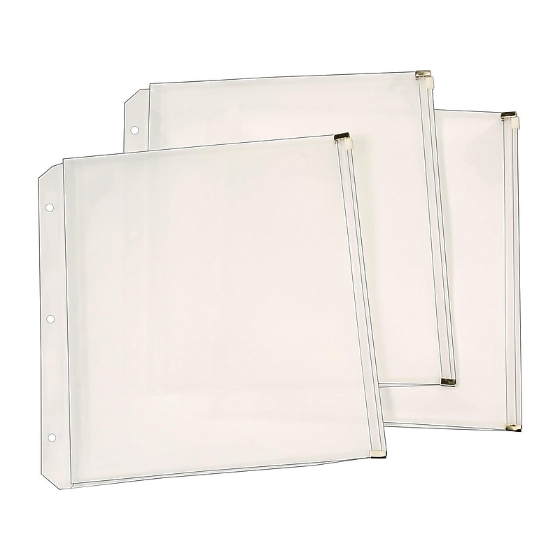 Cardinal Zipper Polypropylene/PP Binder Pockets, Clear, 3/Pack (CRD 14201) image 1