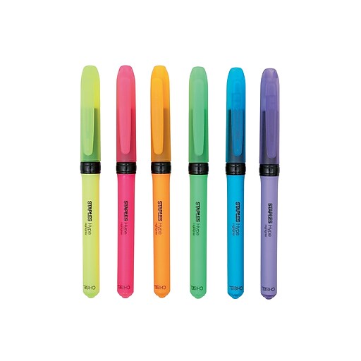 Staples Hype Stick Highlighters, Chisel, Assorted, 6/Pack (50372) at