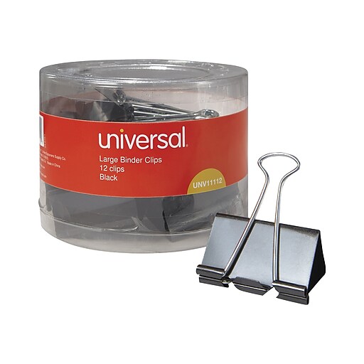 Universal Binder Clips, Large, Black, 12/Pack (UNV11112) at Staples