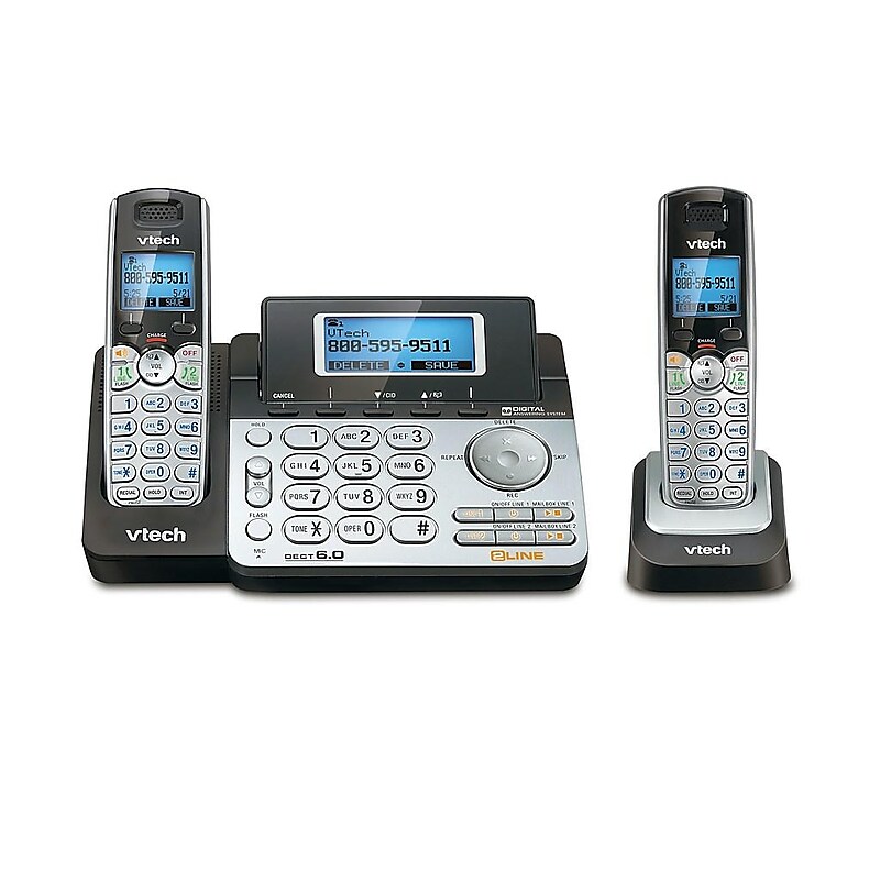 VTech DS6151-2 2-Handset Cordless Telephone, Silver/Black (80-0883-00) image 1