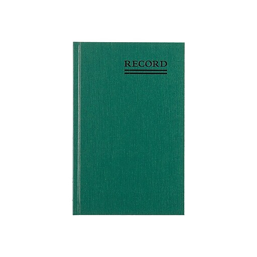 Rediform Emerald Series Record Book, 6.25"W x 9.63"H, Green, 100 Sheets