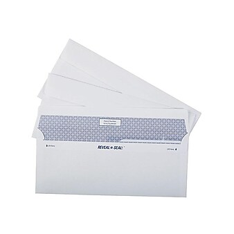 Staples Reveal-N-Seal Security Tinted #9 Business Envelopes, 3 7/8" x 8 7/8", White, 500/Box (SPL1775861)