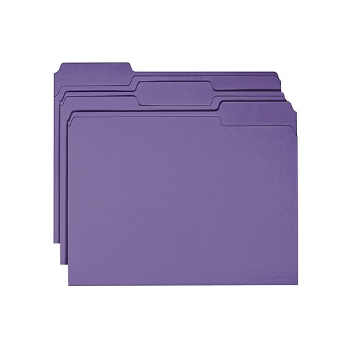 Smead File Folder, 1/3Cut Tab, Letter Size, Purple, 100/Box (13043) at Staples