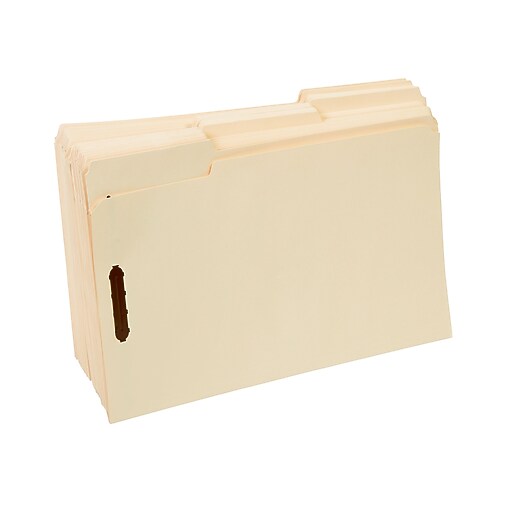 Staples® Reinforced Fastener Folder, 2 Fasteners, Legal, Manila, 50/Box