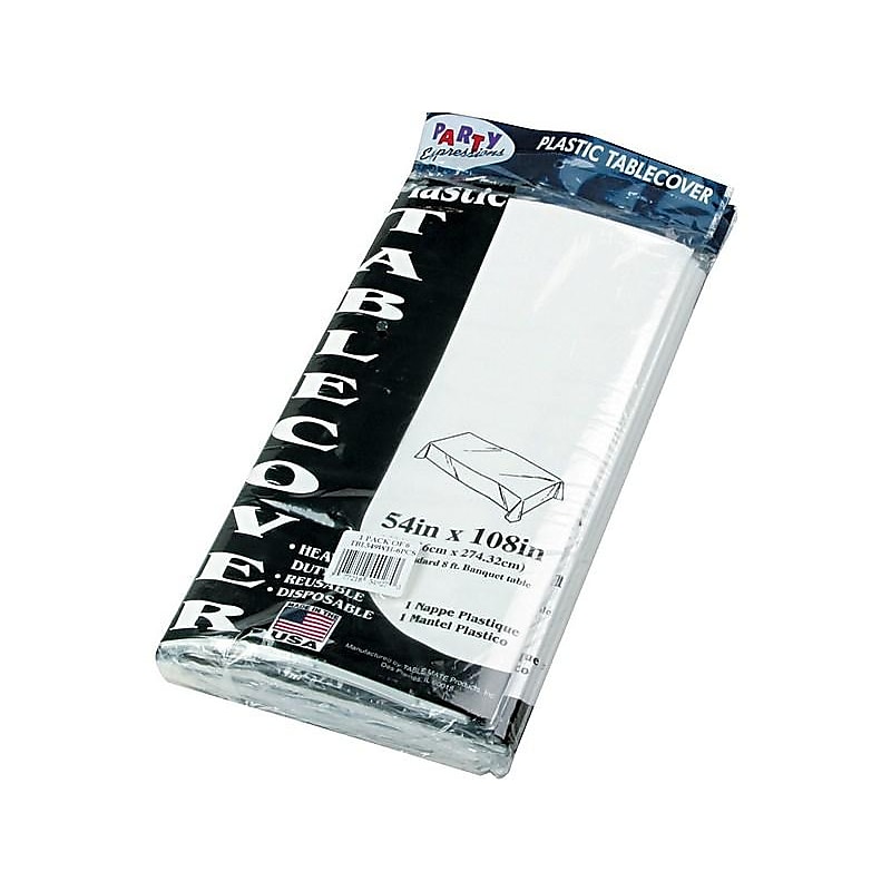 Table Mate Heavy Duty 108"W x 54"D Solid Table Cover White 6/Pack (549-WH) image 1