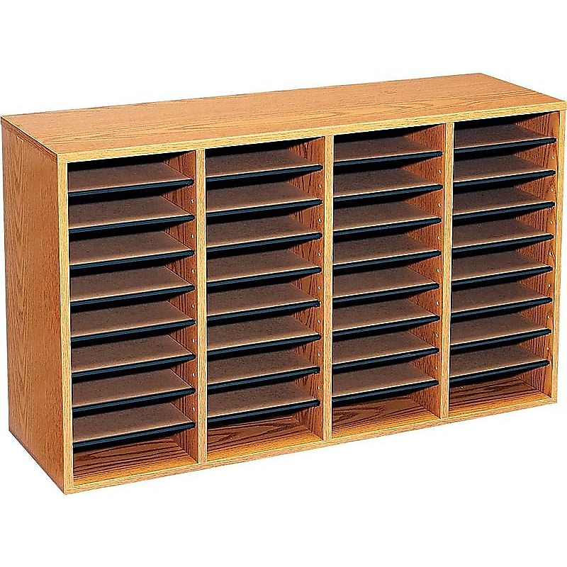 Safco 36-Compartment Literature Organizers, 39.25" x 24", Medium Oak (9424MO) image 1