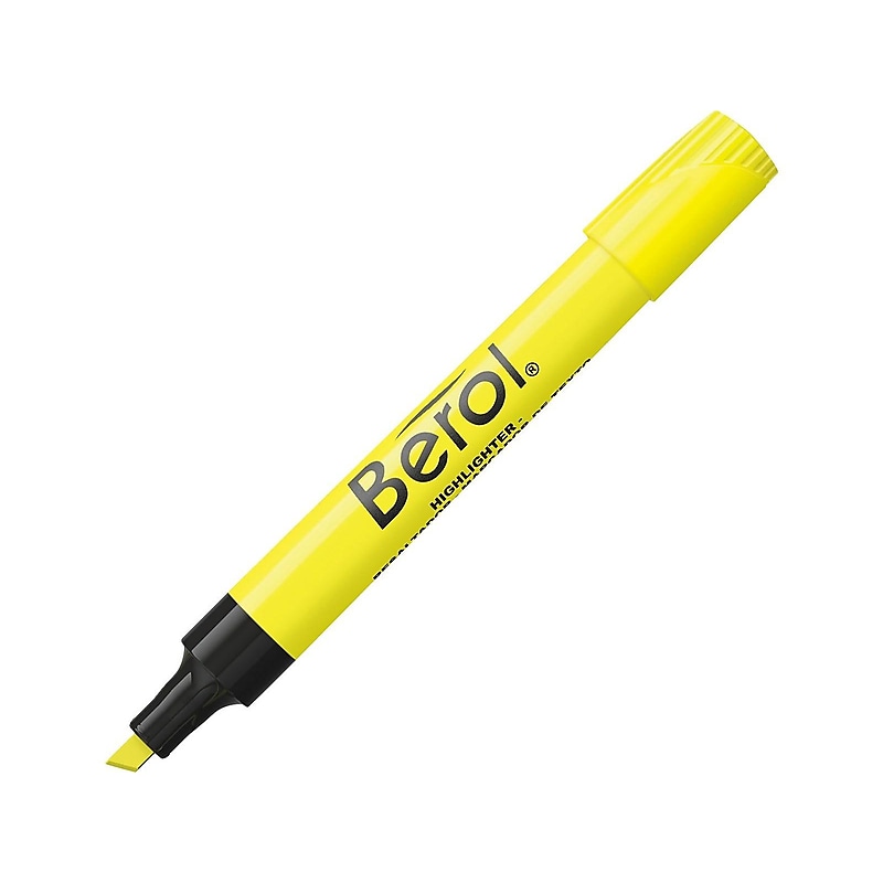 Berol Tank Highlighters, Chisel, Yellow, Dozen (64324) image 1