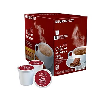 Cafe Escapes Café Mocha Coffee, Keurig K-Cup Pods, 24/Box (6803)